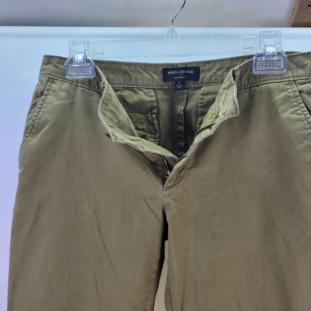 Banana Republic Factory Olive Green Girlfriend Fit Pants Cotton Size 8 - Picture 8 of 9